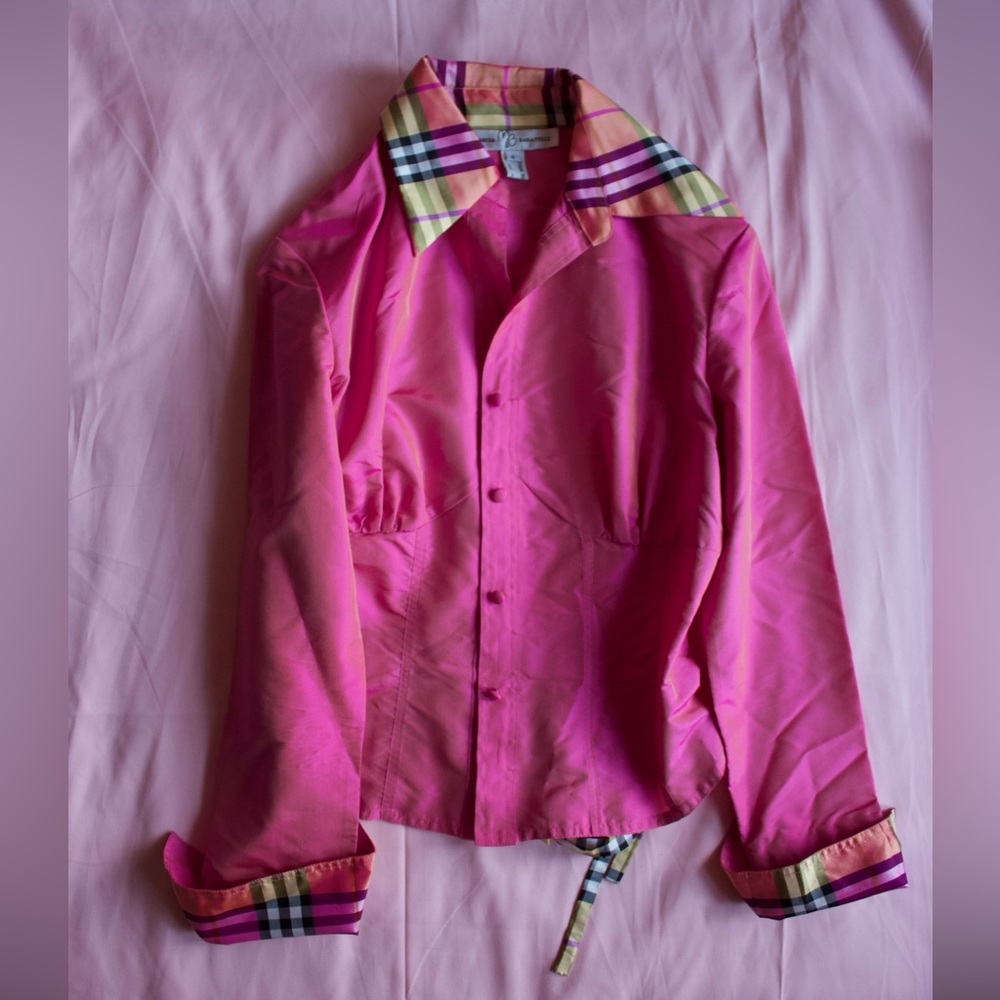 Marisa Baritelli Rare Pink Check Silk Blouse | 4